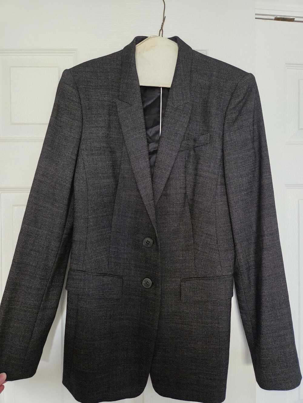 BOSS by Hugo Boss Virgin Wool Charcoal Greu Tailored Blazer | Women's Size 8